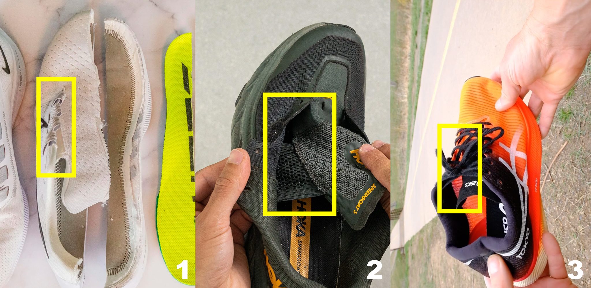Diferentes tipos de refuerzo en zapatillas running